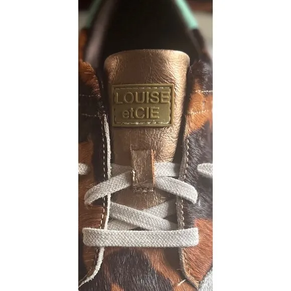 Louise Et Cie Lo-Baraz Leather Pony Hair Sneakers Brown &amp;amp; Teal  Size 6.5M