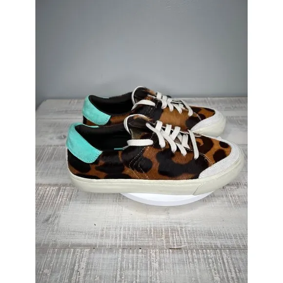 Louise Et Cie Lo-Baraz Leather Pony Hair Sneakers Brown &amp;amp; Teal  Size 6.5M