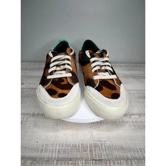 Louise Et Cie Lo-Baraz Leather Pony Hair Sneakers Brown &amp;amp; Teal  Size 6.5M