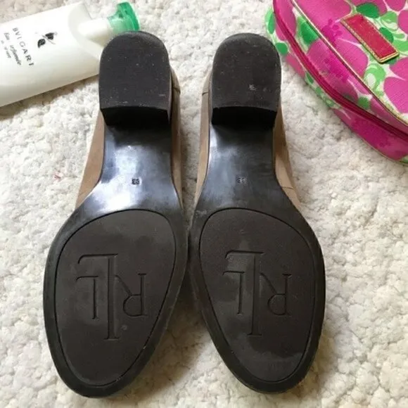 LRL: Tan Tasseled Loafer Suede Shoes w. Small Heel