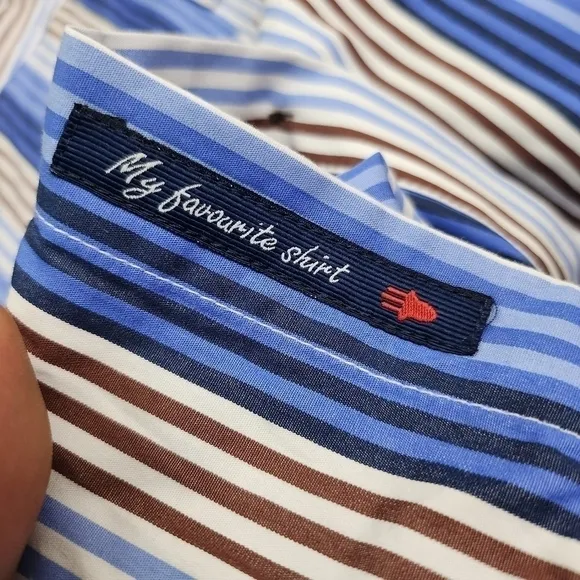 Luchiano Visconti Striped Men Button Down Long Sleeve Shirt Size Large