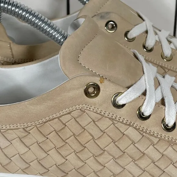 M Gemi The Portare Womens Size EU 38 Shoes Neutral Woven Nubuck Low Top Sneakers