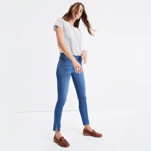 Madewell 9&quot; High-Rise Skinny Jeans in Bonita Wash Side-Slit Edition Size 25