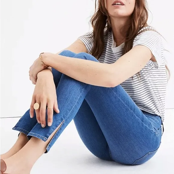 Madewell 9&quot; High-Rise Skinny Jeans in Bonita Wash Side-Slit Edition Size 25