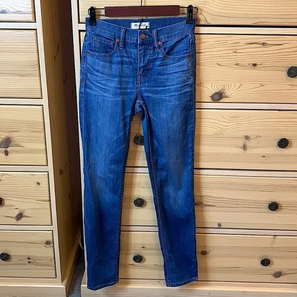 Madewell 9&quot; High-Rise Skinny Jeans in Bonita Wash Side-Slit Edition Size 25