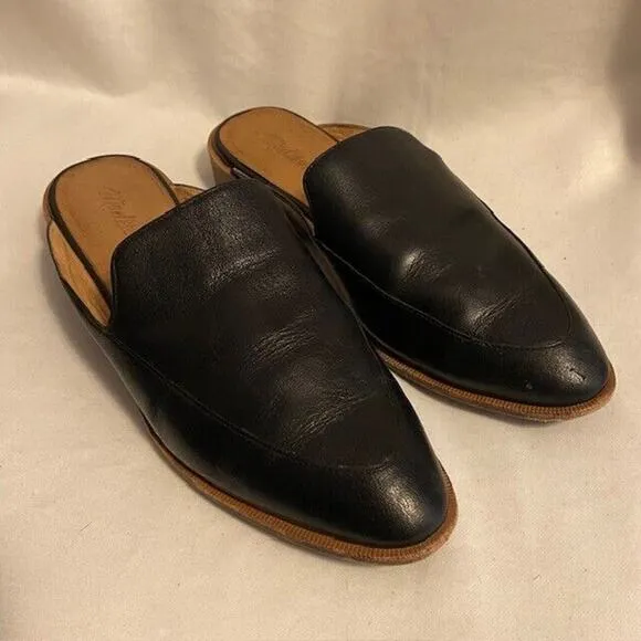 Madewell Women's Size 7.5 Frances Black Leather Loafer Mule Shoes