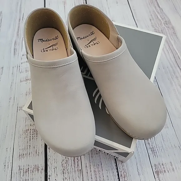 Madewell x Dansko Brenna Clogs Grey Slip On Shoes Size 38 EUR NO769 NEW NIB