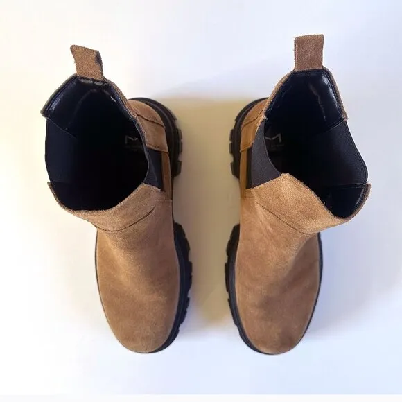 Marc Fisher Ankle Boot Brown Suede Leather Y2K 90s Grunge Chunky Lug Platform 9
