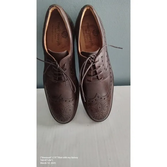 Marc Joseph New York Wingtip Oxford Dress Shoes Leather Brown Brogue Size