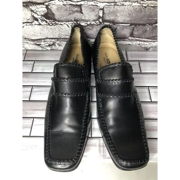 Mark Nason Black Leather Square Toe Slip On Dress Loafers Shoes Men Sz 13M US/46