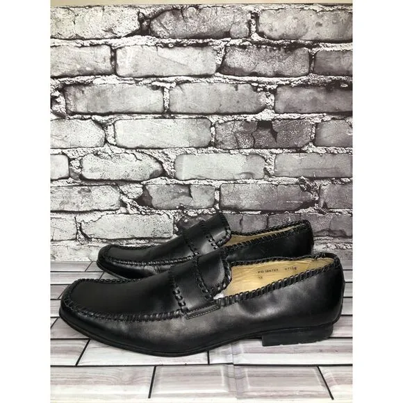 Mark Nason Black Leather Square Toe Slip On Dress Loafers Shoes Men Sz 13M US/46