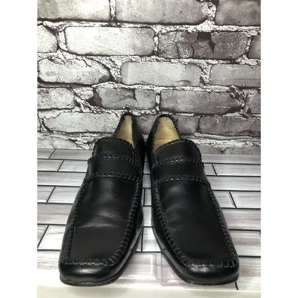 Mark Nason Black Leather Square Toe Slip On Dress Loafers Shoes Men Sz 13M US/46