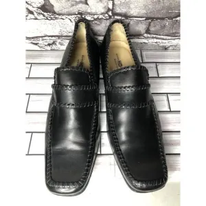 Mark Nason Black Leather Square Toe Slip On Dress Loafers Shoes Men Sz 13M US/46