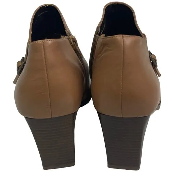 Markon Womens 10W Fanta Leather Upper High Heel Camel Tan Shooties Shoes