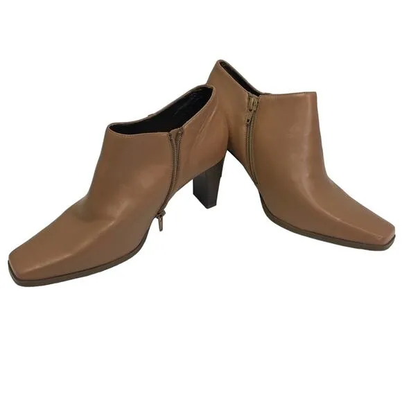 Markon Womens 10W Fanta Leather Upper High Heel Camel Tan Shooties Shoes