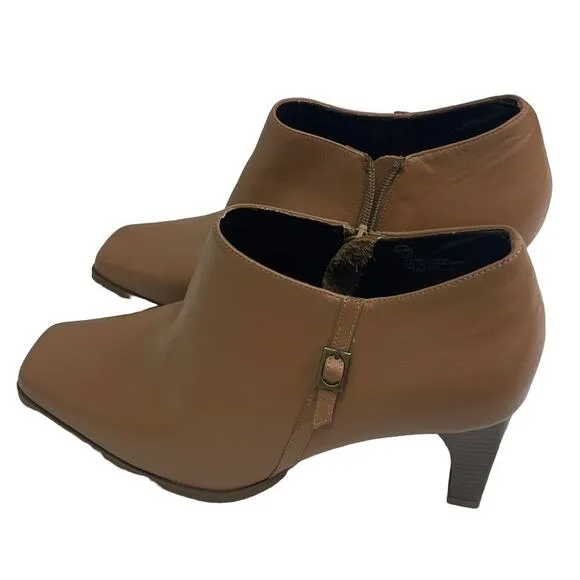 Markon Womens 10W Fanta Leather Upper High Heel Camel Tan Shooties Shoes