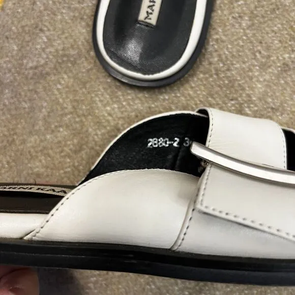 Marni Kaa Soft Leather Buckle Mules Ivory Shoes, Size EU 36, US 6 Flats Slip On
