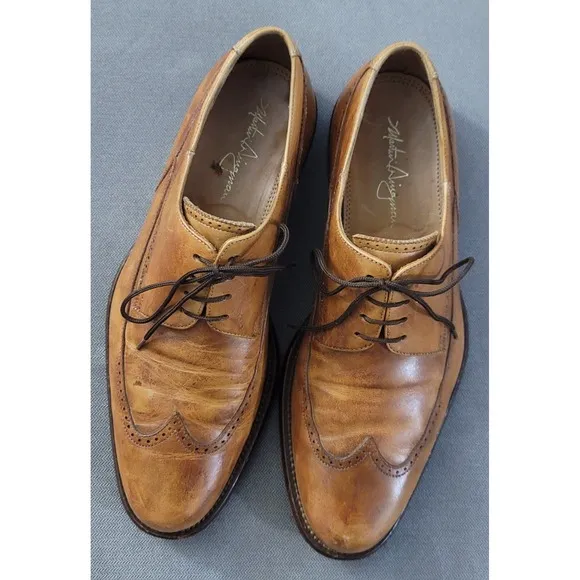 Martin Dingman  Men's 340051‎ Tan Leather Dress Shoes Made In Italy 🇮🇹 Size 9