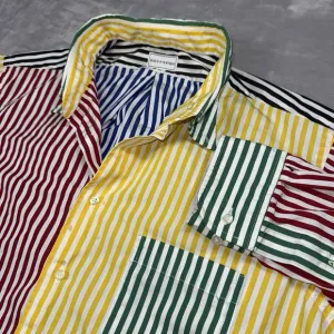 Maus &amp; Hoffman Shirt Men XL Color Block Striped Long Sleeve Egyptian Cotton READ