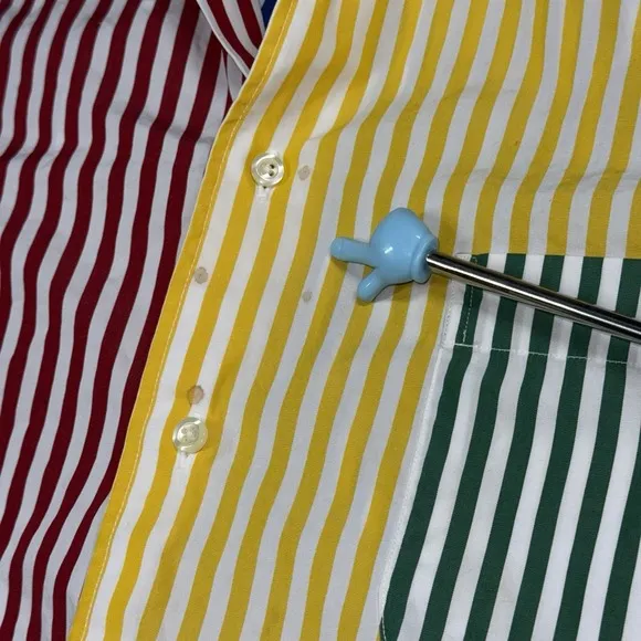 Maus &amp; Hoffman Shirt Men XL Color Block Striped Long Sleeve Egyptian Cotton READ