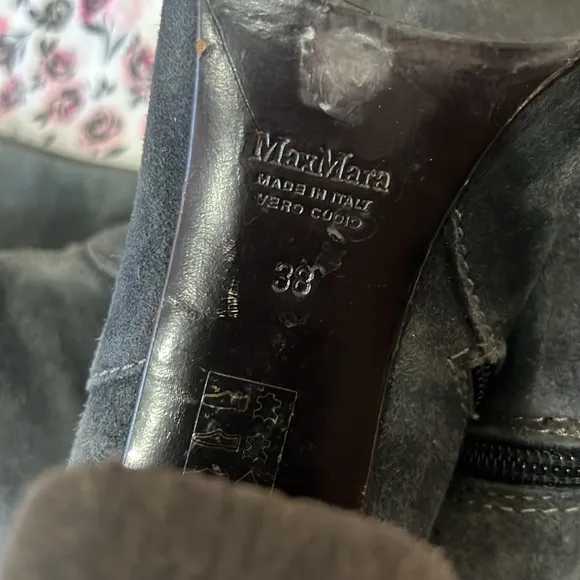 Max Mara Gray Suede Knee High Boots
