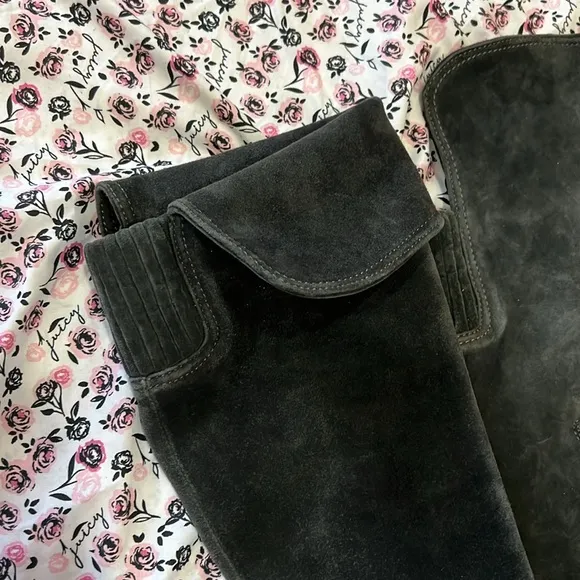 Max Mara Gray Suede Knee High Boots