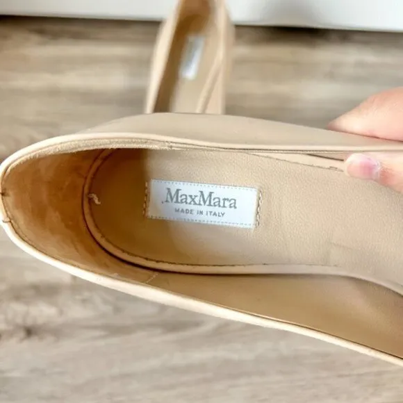 MaxMara Nude Leather Open Toe Heels EU Size 39