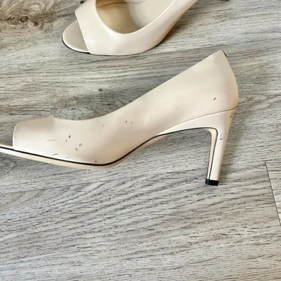 MaxMara Nude Leather Open Toe Heels EU Size 39