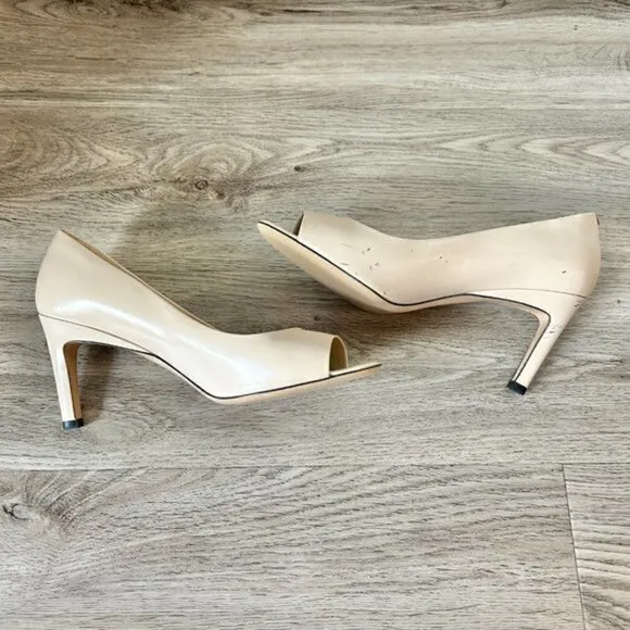 MaxMara Nude Leather Open Toe Heels EU Size 39