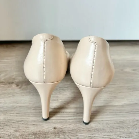 MaxMara Nude Leather Open Toe Heels EU Size 39