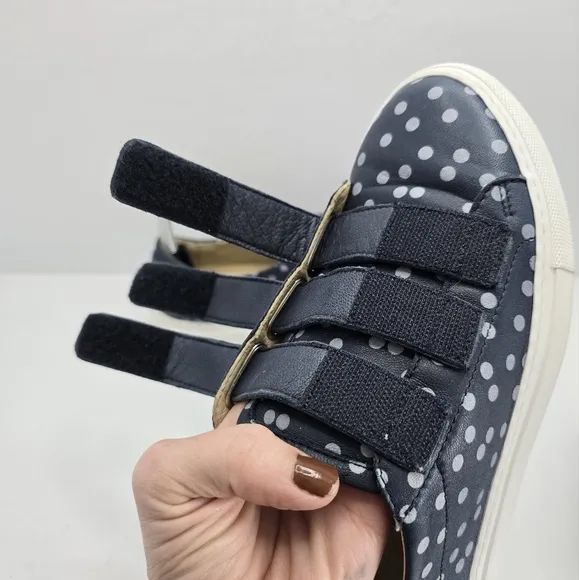 MaxMara Weekend | blue polka-dot leather tennis prep sneakers | WMS 6