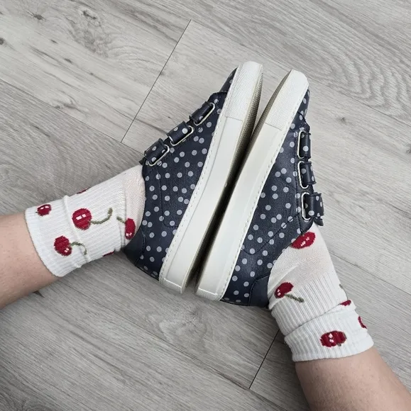 MaxMara Weekend | blue polka-dot leather tennis prep sneakers | WMS 6