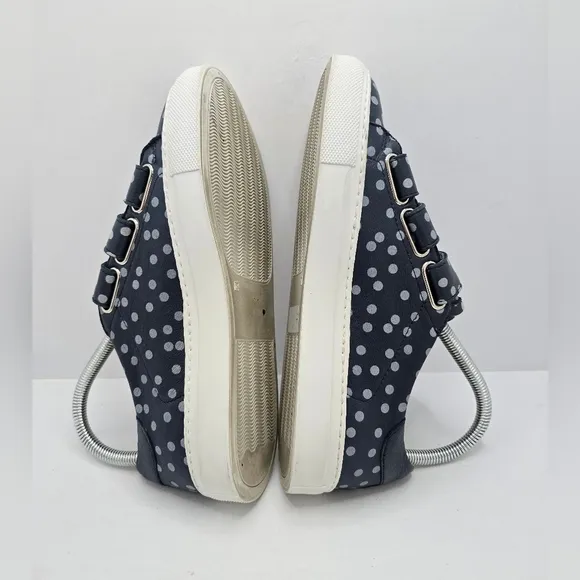 MaxMara Weekend | blue polka-dot leather tennis prep sneakers | WMS 6