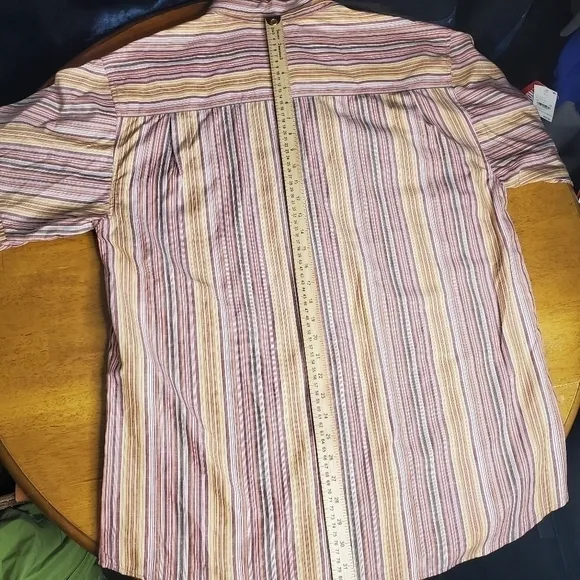 Mecca Cuff Sleeve Button Front Striped Shirt Men's Large NWT