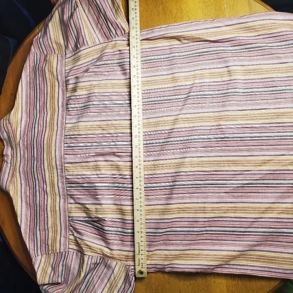 Mecca Cuff Sleeve Button Front Striped Shirt Men's Large NWT