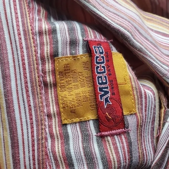 Mecca Cuff Sleeve Button Front Striped Shirt Men's Large NWT
