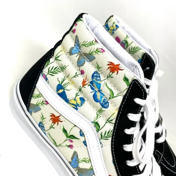 💖MEGA SALE💖VANS SK8-HI  Men Butterfly Floral Black White Canvas  VN0A5HXVUC0