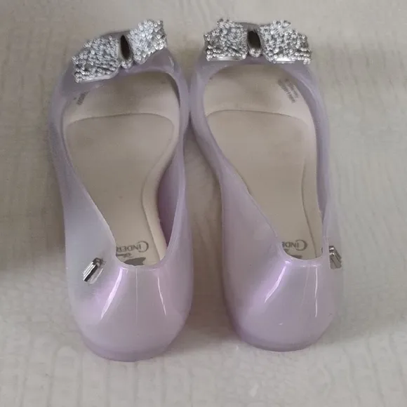 Melissa Girls Purple Peep Toe Cinderella Butterfly Shoes Sz 2