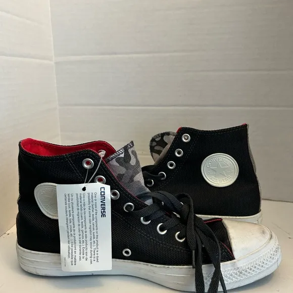 Men 8.5US Vintage Converse All Star High Black &amp; Camo Classic Shoes New in Box