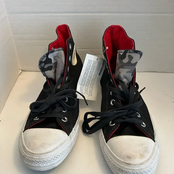 Men 8.5US Vintage Converse All Star High Black &amp; Camo Classic Shoes New in Box