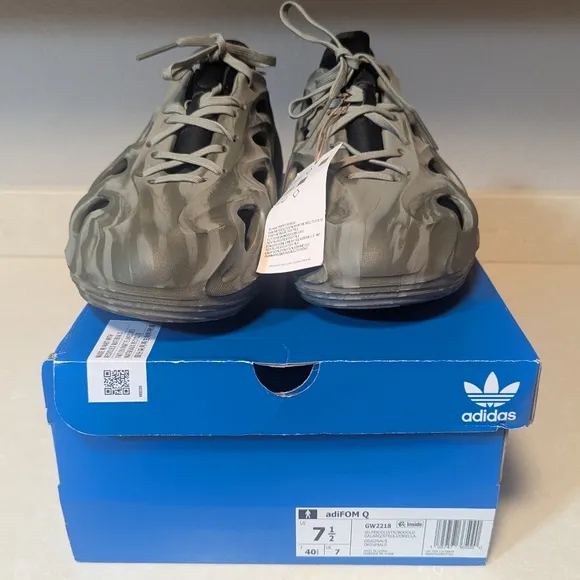 Men's Adidas Adifoam Q Lifestyle Shoes, Olive &amp; Gray Size