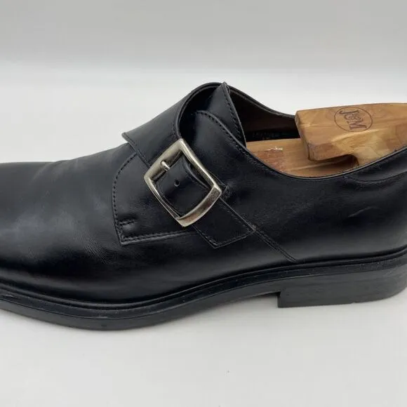 Men's Bachrach Black Leather Monk Strap Dress‎ Shoes Size 10.5 Italy