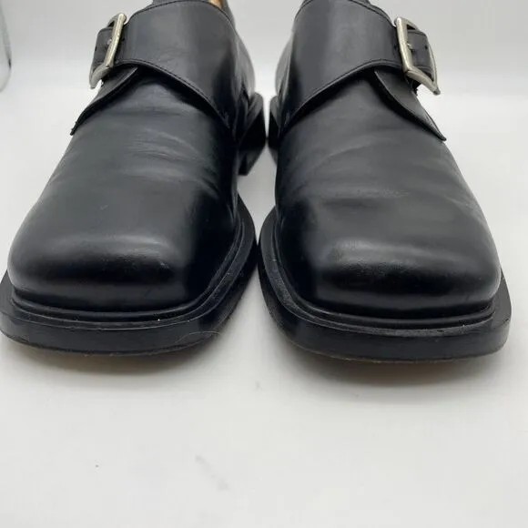 Men's Bachrach Black Leather Monk Strap Dress‎ Shoes Size 10.5 Italy