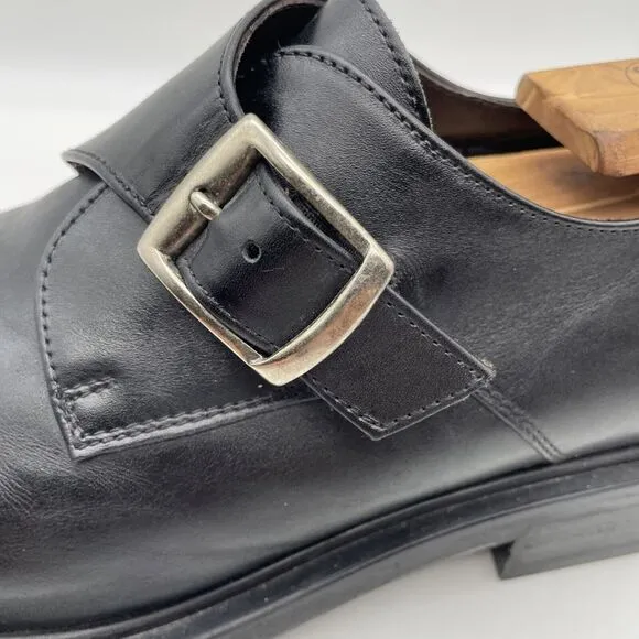 Men's Bachrach Black Leather Monk Strap Dress‎ Shoes Size 10.5 Italy
