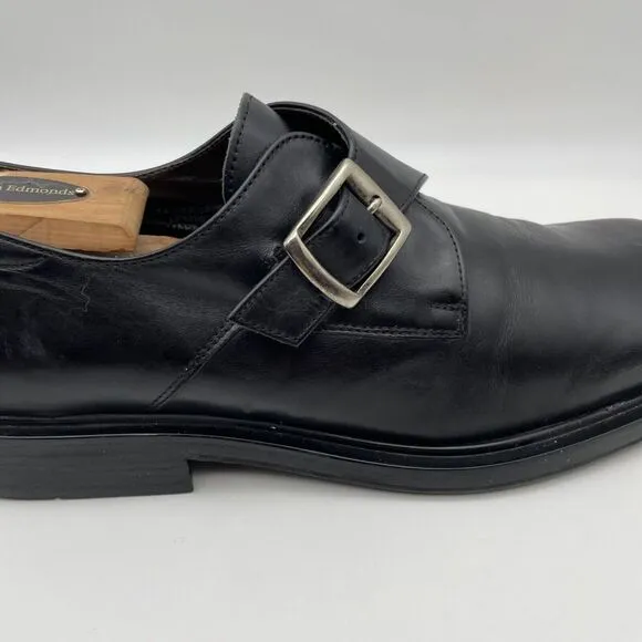 Men's Bachrach Black Leather Monk Strap Dress‎ Shoes Size 10.5 Italy