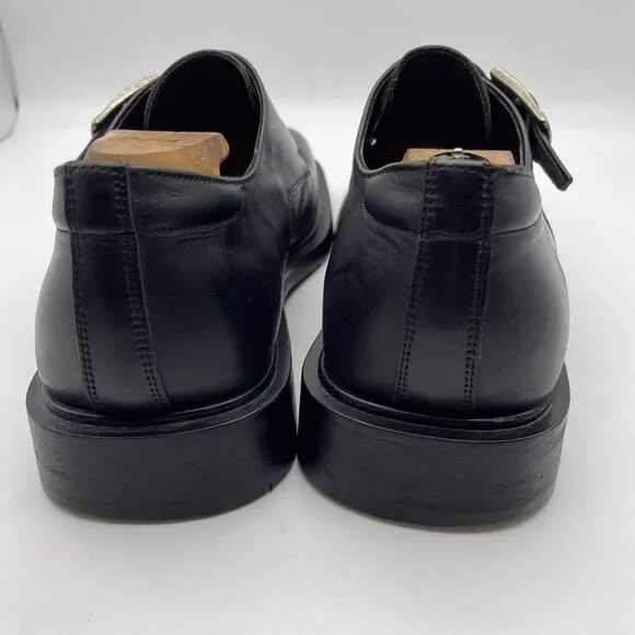 Men's Bachrach Black Leather Monk Strap Dress‎ Shoes Size 10.5 Italy