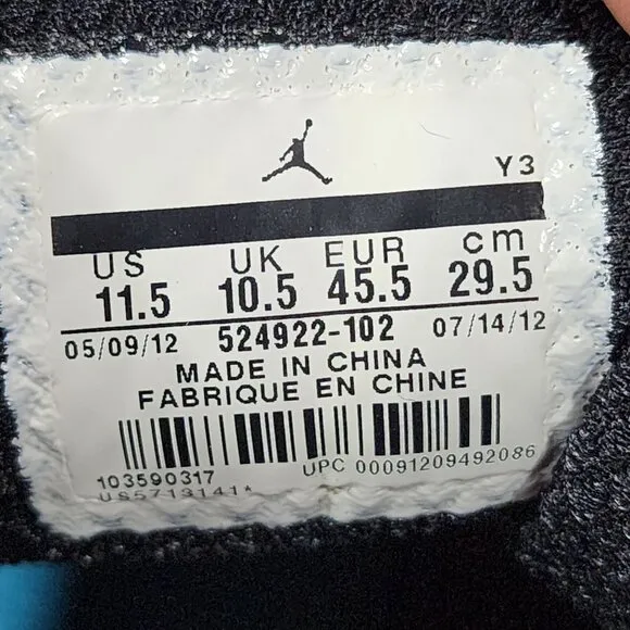 Mens Black &amp; White Air Jordan 524922-102 2012 Lite Basketball Shoes Size 11.5