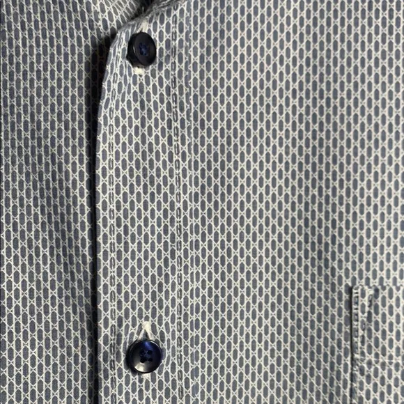 Men's Boss Hugo Boss Light Blue White Geometric Long Sleeve Button Down Slim 2XL