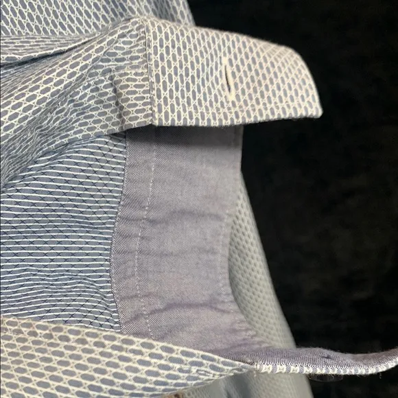 Men's Boss Hugo Boss Light Blue White Geometric Long Sleeve Button Down Slim 2XL
