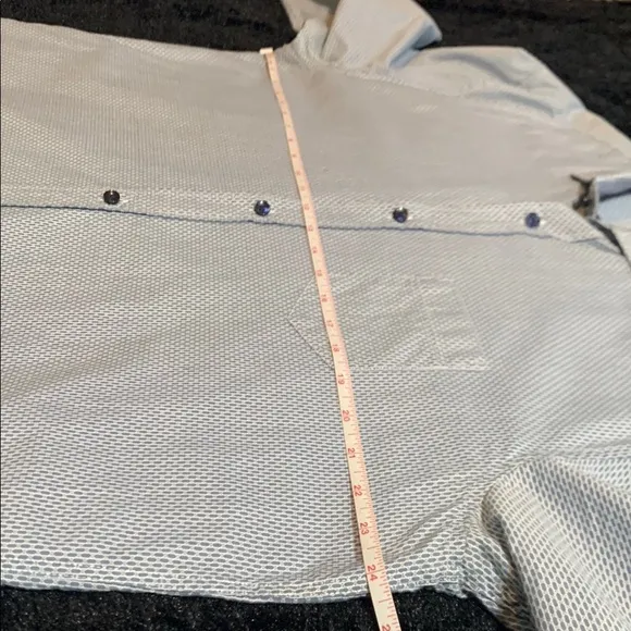 Men's Boss Hugo Boss Light Blue White Geometric Long Sleeve Button Down Slim 2XL